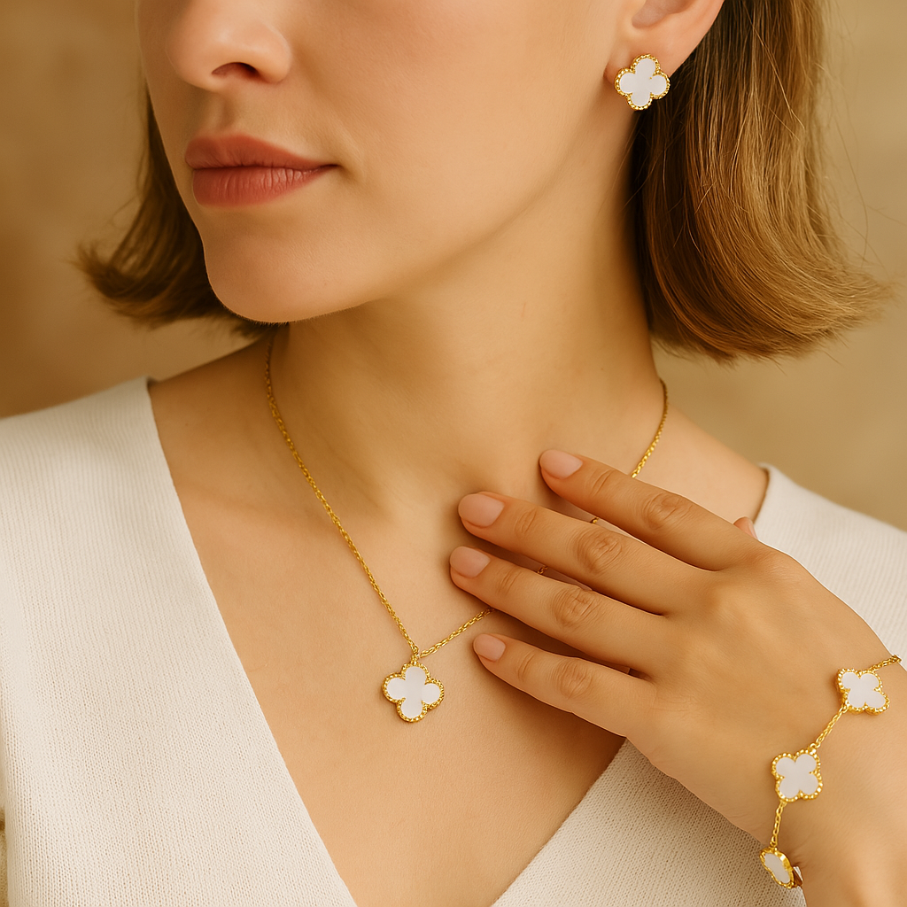 Neiras | 3 Pieces Set Fashion Flower Stylish Necklace, Bracelet With Earring